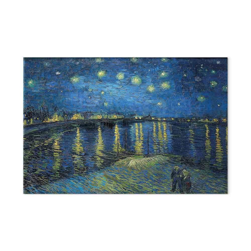Billede på lærred - Vincent van Gogh - Stjernenat over Rhône reproduktion - 120 x 80 cm - Akustisk