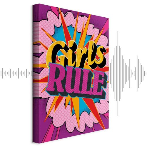 Lærredsbillede Girls Rule - farverigt børnebillede til væg