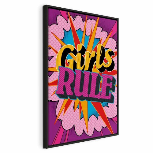 Lærredsbillede Girls Rule - farverigt børnebillede til væg