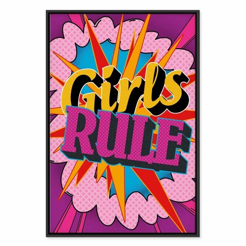 Lærredsbillede Girls Rule - farverigt børnebillede til væg