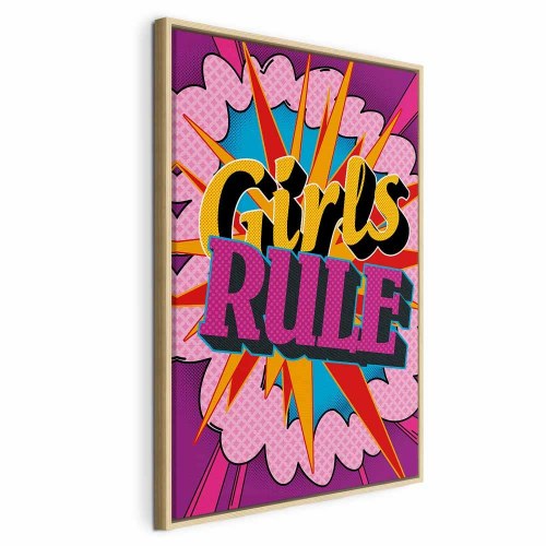Lærredsbillede Girls Rule - farverigt børnebillede til væg