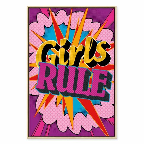 Lærredsbillede Girls Rule - farverigt børnebillede til væg
