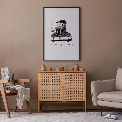 Plakat med hvalros - Jeg ryger ikke, jeg trækker vejret