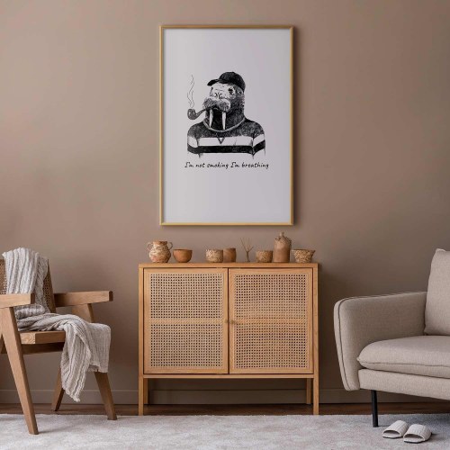 Plakat med hvalros - Jeg ryger ikke, jeg trækker vejret