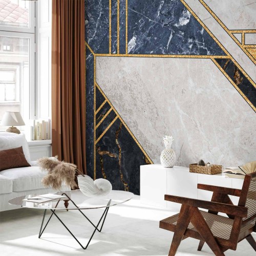 Fototapet med geometrisk Art Deco-mønster i guld