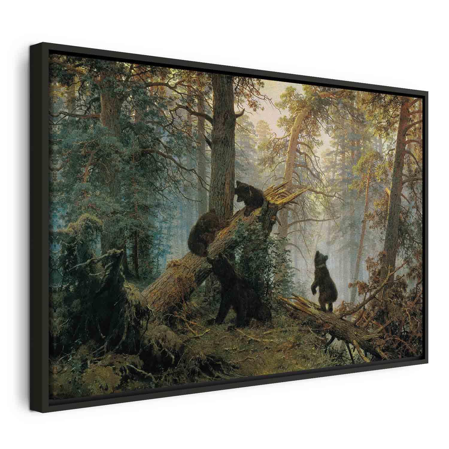 Lærredsbillede Ivan Shishkin - Morning in a Pine Forest - 60 x 40 cm - I en sort træramme