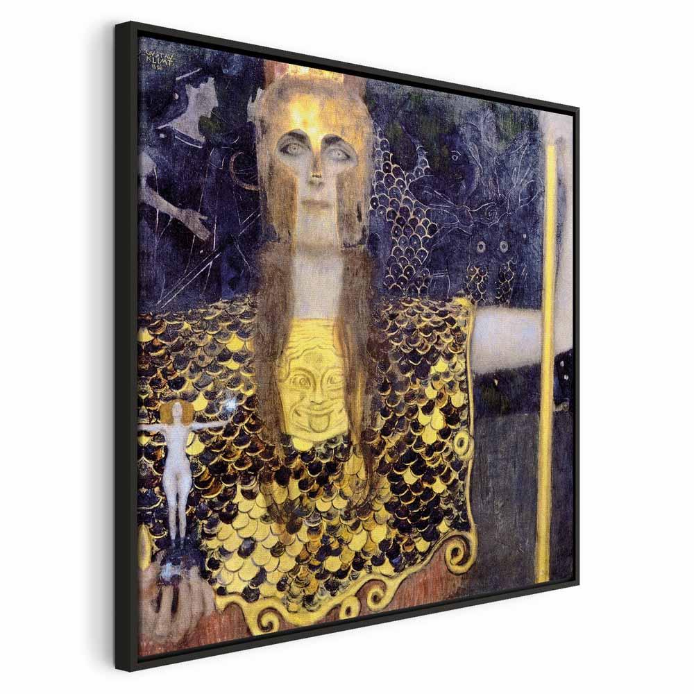 Gustav Klimt Pallas Athene lærredsbillede - 80 x 80 cm - I en sort træramme
