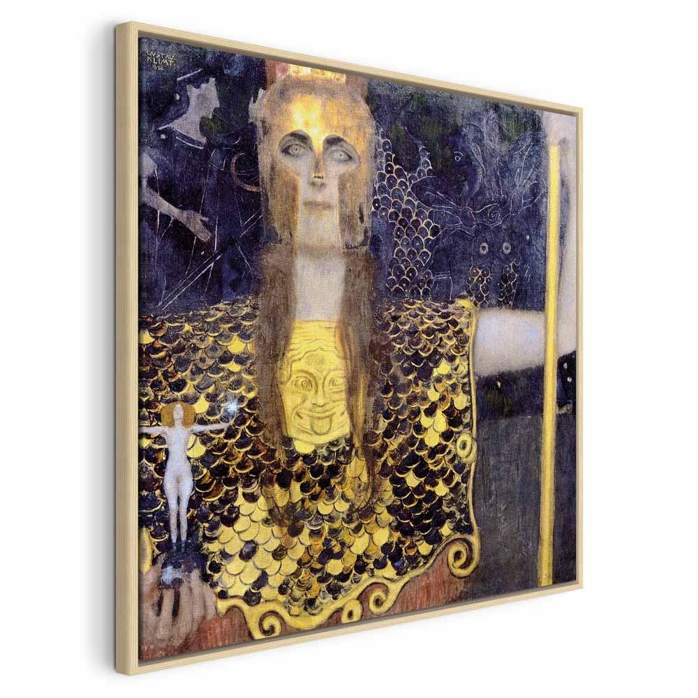 Gustav Klimt Pallas Athene lærredsbillede - 80 x 80 cm - I en naturlig træramme