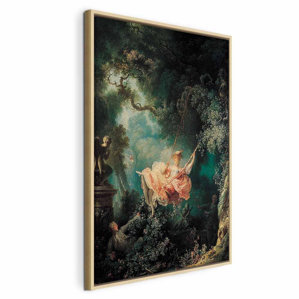 Jean-Honoré Fragonard Gyngen billede på lærred - 60 x 90 cm - I en naturlig træramme