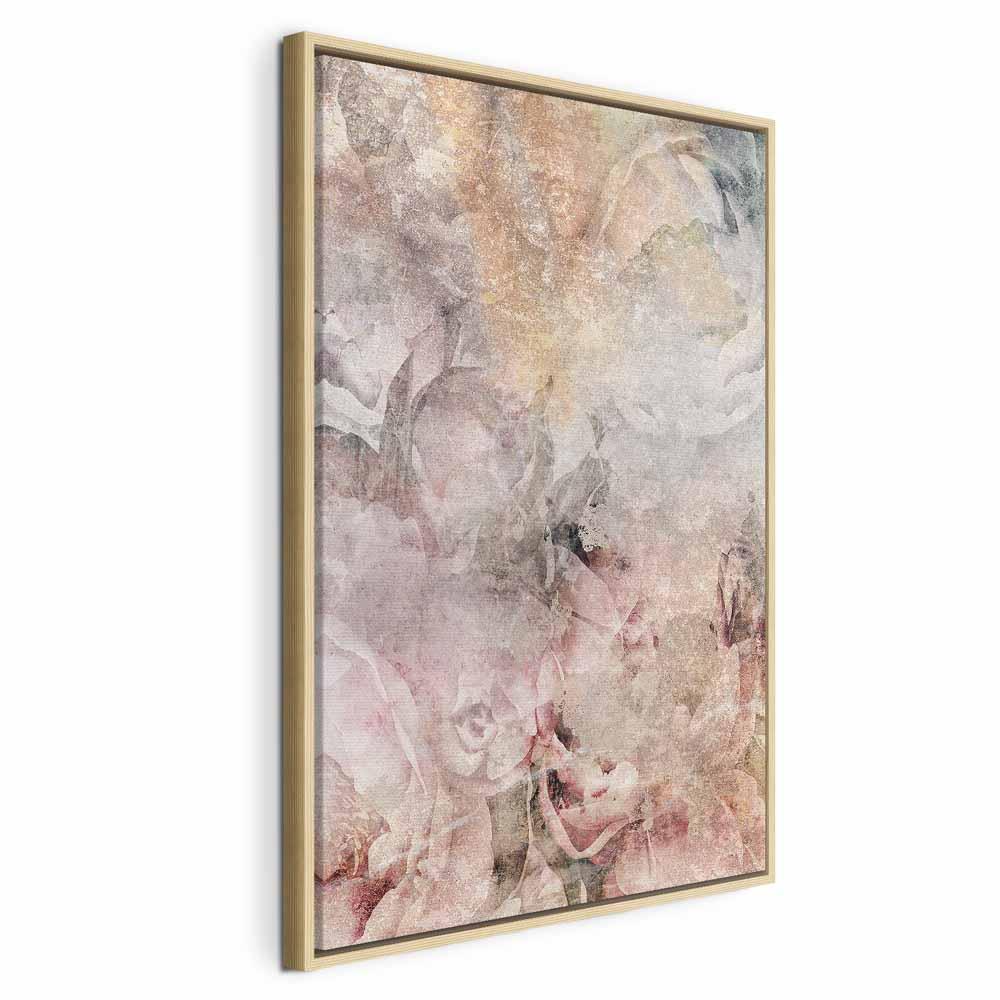 Lærredsbillede Nostalgisk buket - lodret blomsterbillede i 1 del - 60 x 90 cm - I en naturlig træramme