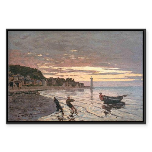 Claude Monet billede på lærred - At trække en båd i land, Honfleur