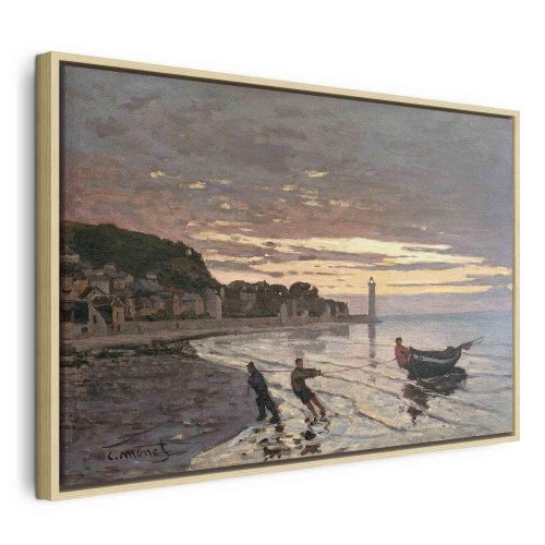 Claude Monet billede på lærred - At trække en båd i land, Honfleur