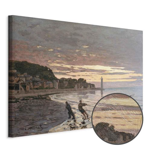 Claude Monet billede på lærred - At trække en båd i land, Honfleur
