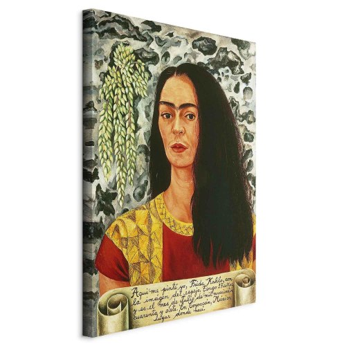 Frida Kahlo Selvportræt med løst hår - billede på lærred