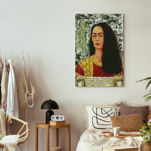 Frida Kahlo Selvportræt med løst hår - billede på lærred