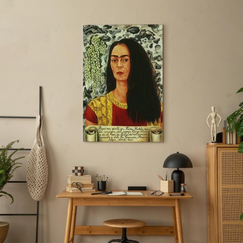 Frida Kahlo Selvportræt med løst hår - billede på lærred