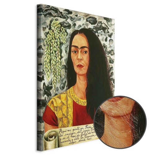 Frida Kahlo Selvportræt med løst hår - billede på lærred