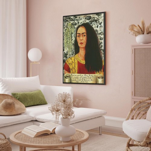 Frida Kahlo Selvportræt med løst hår - billede på lærred