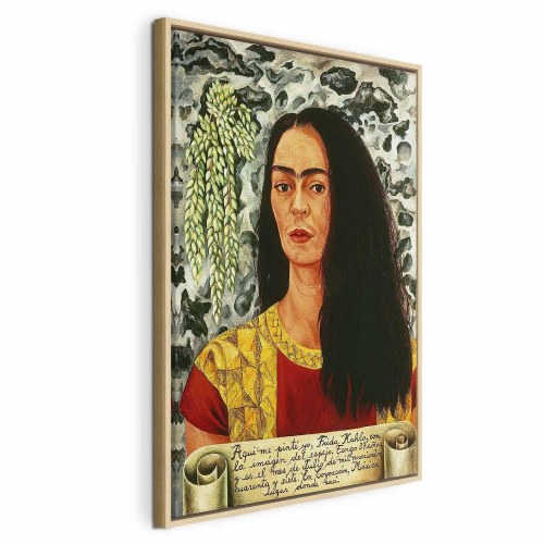 Frida Kahlo Selvportræt med løst hår - billede på lærred