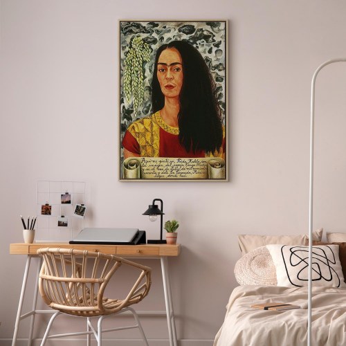 Frida Kahlo Selvportræt med løst hår - billede på lærred