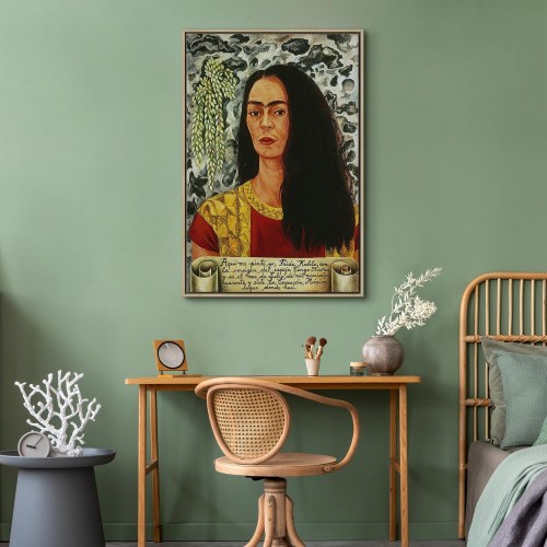 Frida Kahlo Selvportræt med løst hår - billede på lærred