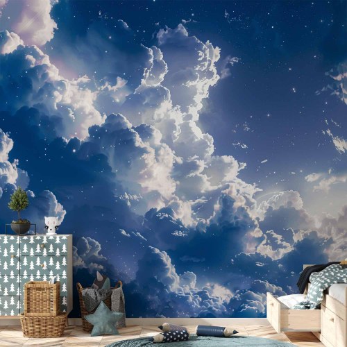 Fototapet med stjernehimmel og skyer