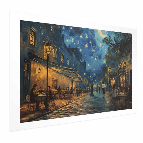 Plakat med Paris-gade i Vincent van Gogh-inspireret stil