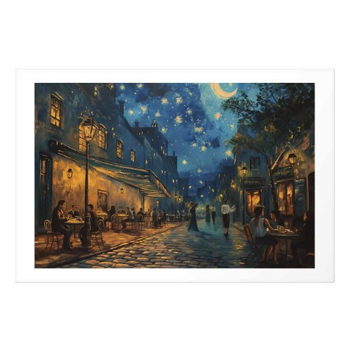 Plakat med Paris-gade i Vincent van Gogh-inspireret stil