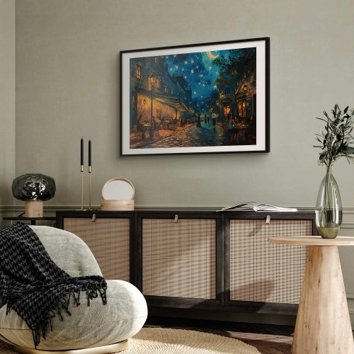 Plakat med Paris-gade i Vincent van Gogh-inspireret stil