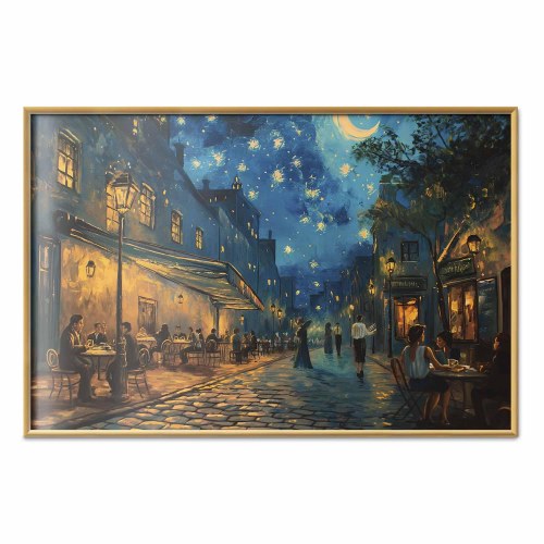 Plakat med Paris-gade i Vincent van Gogh-inspireret stil