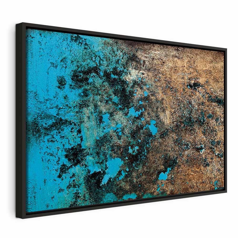 Billede på lærred - Azure Archipelago 1 del bredformat, abstrakt vægdekoration - 120 x 80 cm - I en sort træramme