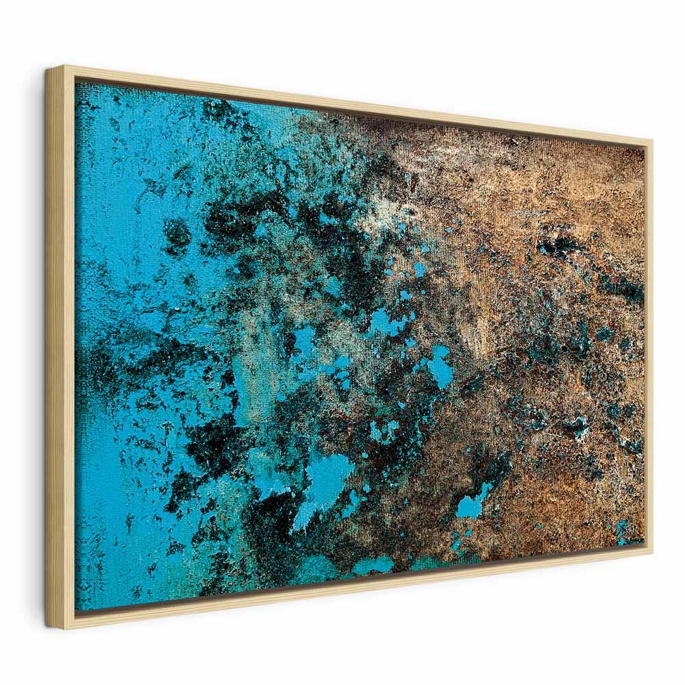 Billede på lærred - Azure Archipelago 1 del bredformat, abstrakt vægdekoration - 120 x 80 cm - I en naturlig træramme