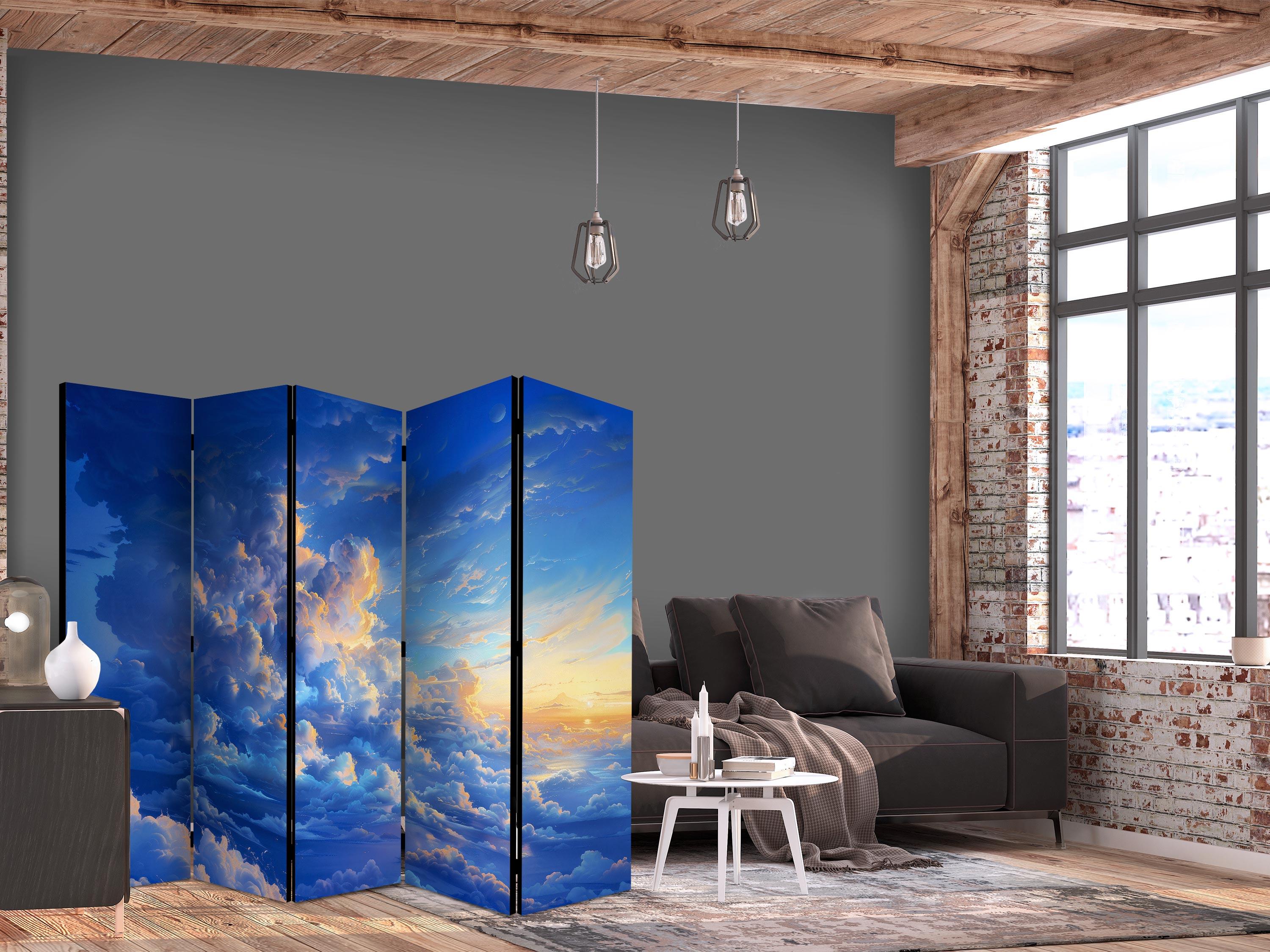 5-panels skærmvæg med himmel og skyer 225 x 172 cm - 225 x 172 cm - Akustik billede