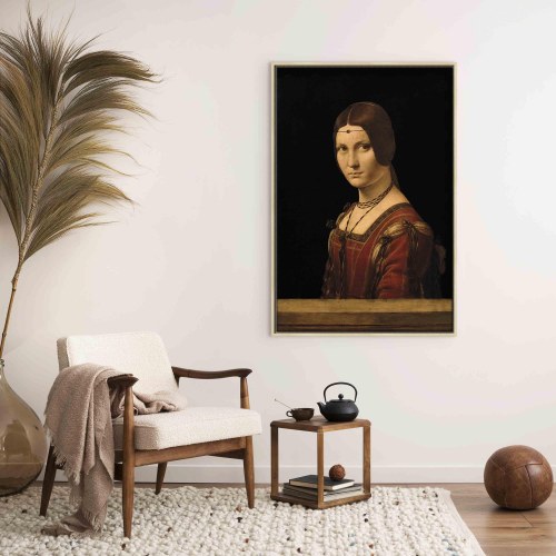 Leonardo da Vinci billede på lærred - La Belle Ferronnière