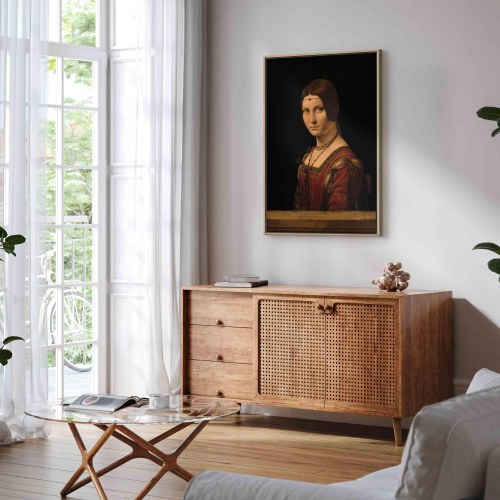 Leonardo da Vinci billede på lærred - La Belle Ferronnière