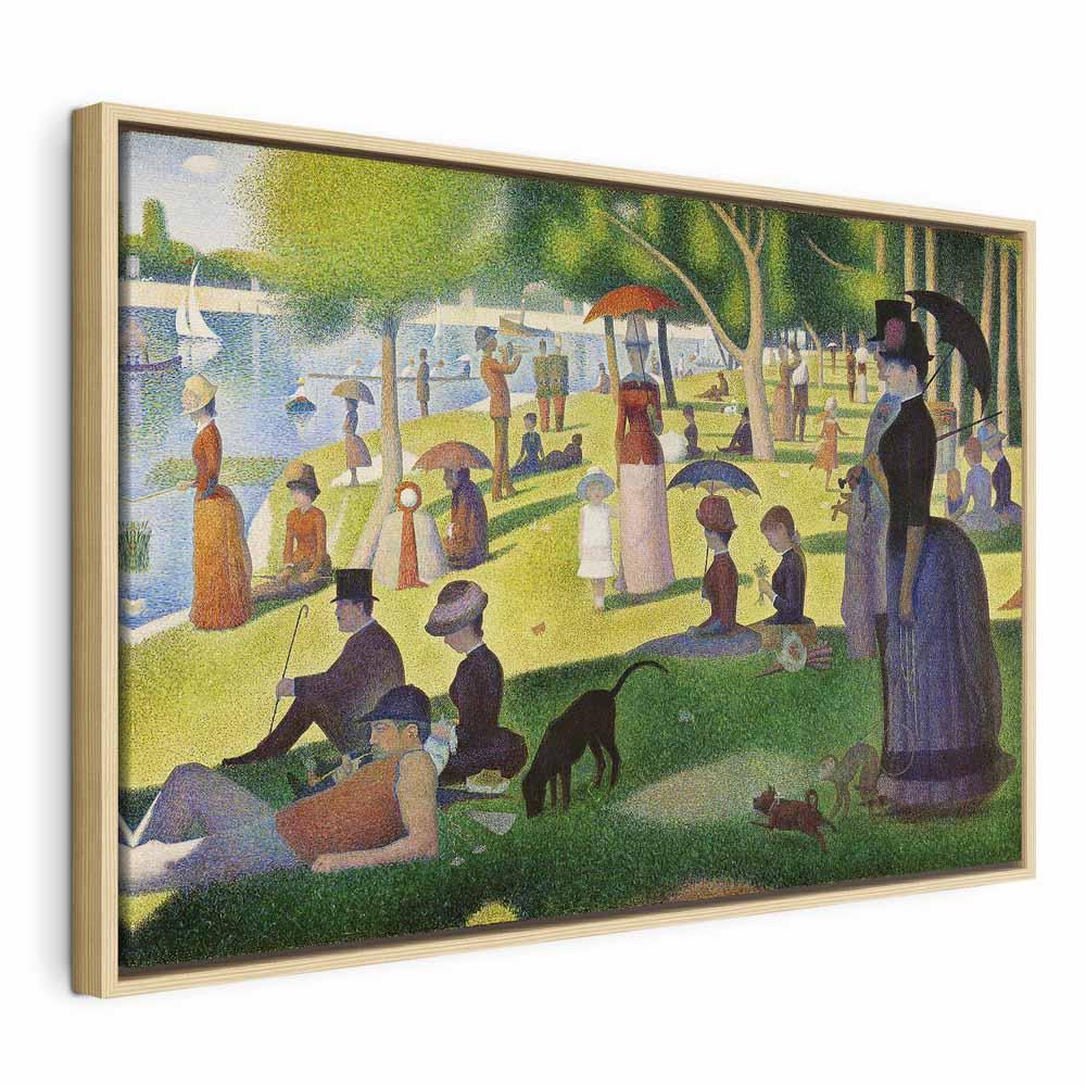 Georges Seurat lærredsbillede - Søndag eftermiddag på øen La Grande Jatte - 120 x 80 cm - I en naturlig træramme