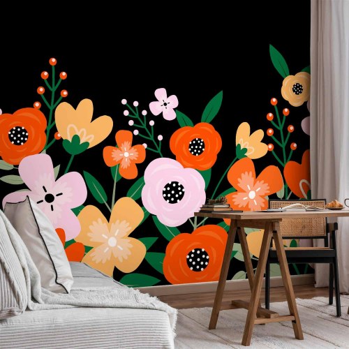 Fototapet med farverige blomster - Anden variant