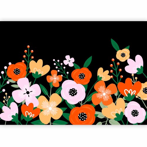 Fototapet med farverige blomster - Anden variant