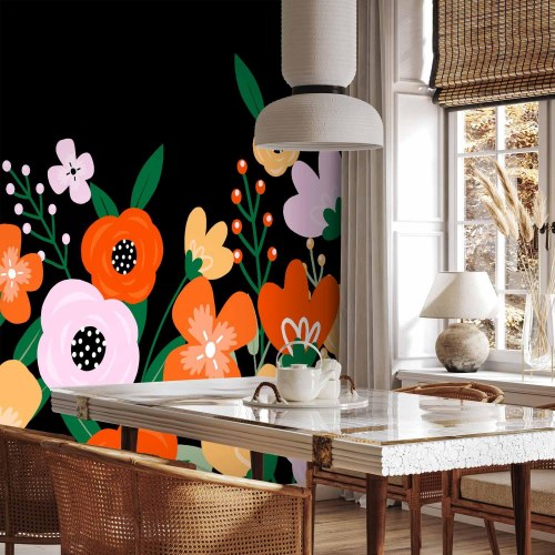 Fototapet med farverige blomster - Anden variant