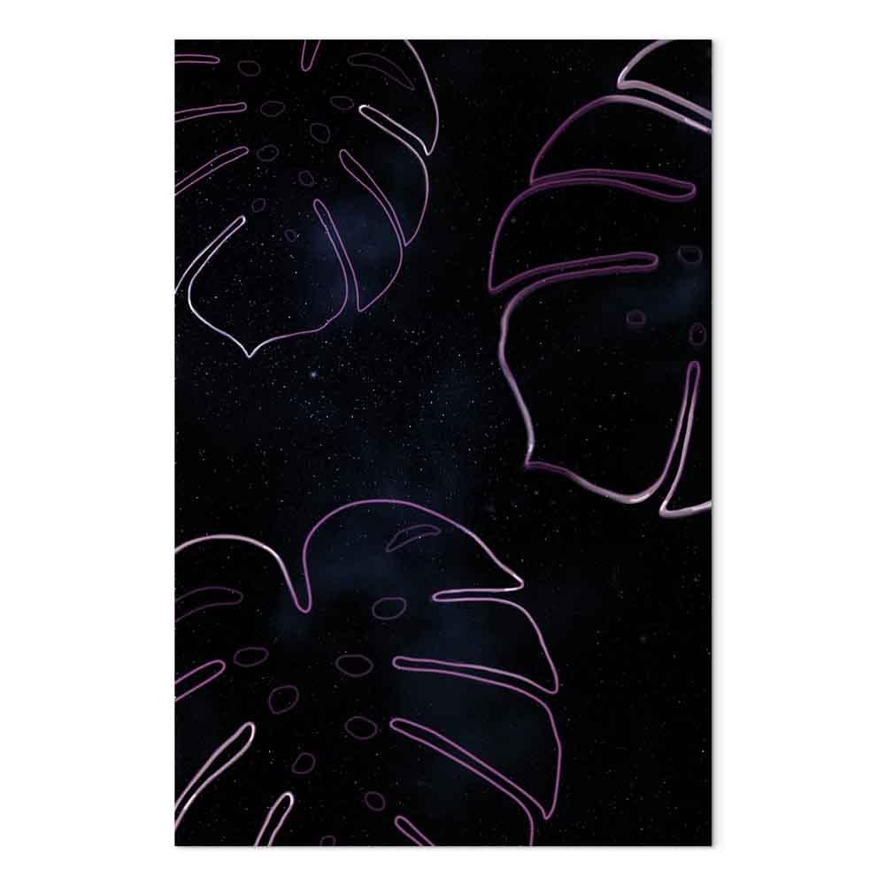 Lærredsbillede - Galaktisk Monstera, 1 del, lodret vægbillede - 60 x 90 cm - Akustisk
