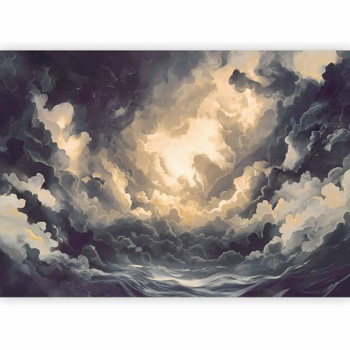 Fototapet Epic Light Play - sollys over skyerne