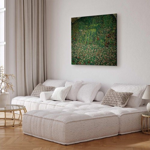 Gustav Klimt reproduktion på lærred - Havelandskab med bjergtop