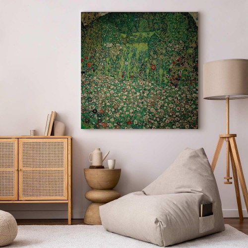Gustav Klimt reproduktion på lærred - Havelandskab med bjergtop