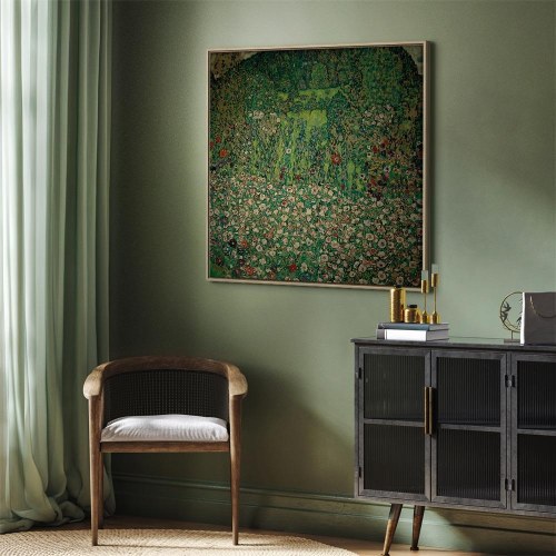 Gustav Klimt reproduktion på lærred - Havelandskab med bjergtop