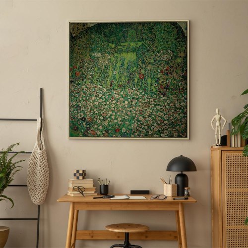 Gustav Klimt reproduktion på lærred - Havelandskab med bjergtop