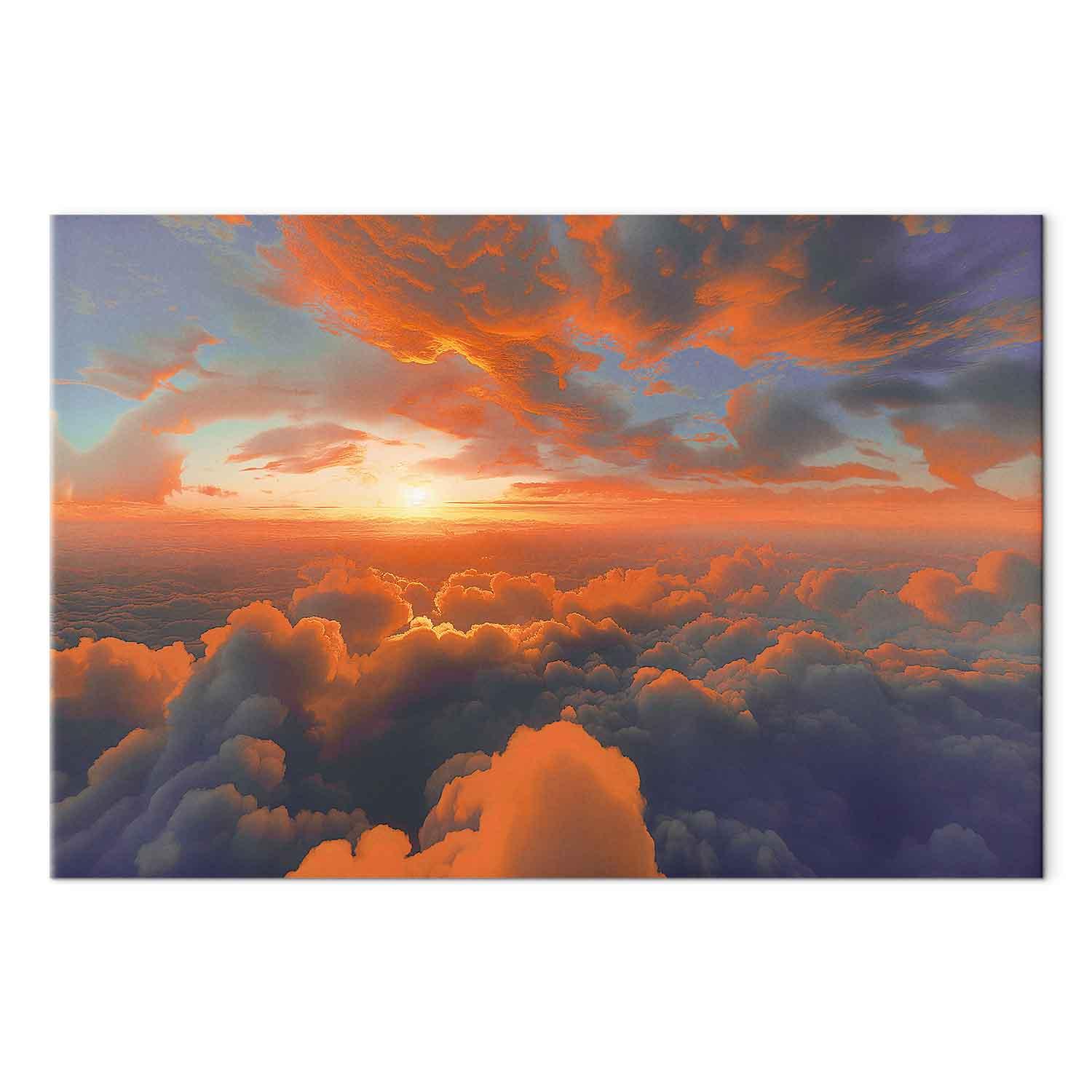 Lærredsbillede - Når daggryet kilder skyerne med farver på morgenhimlen - 120 x 80 cm - Akustisk
