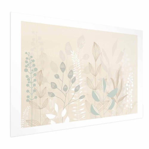 Plakat - Pastelbeige eng med botaniske blade