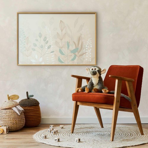 Plakat - Pastelbeige eng med botaniske blade