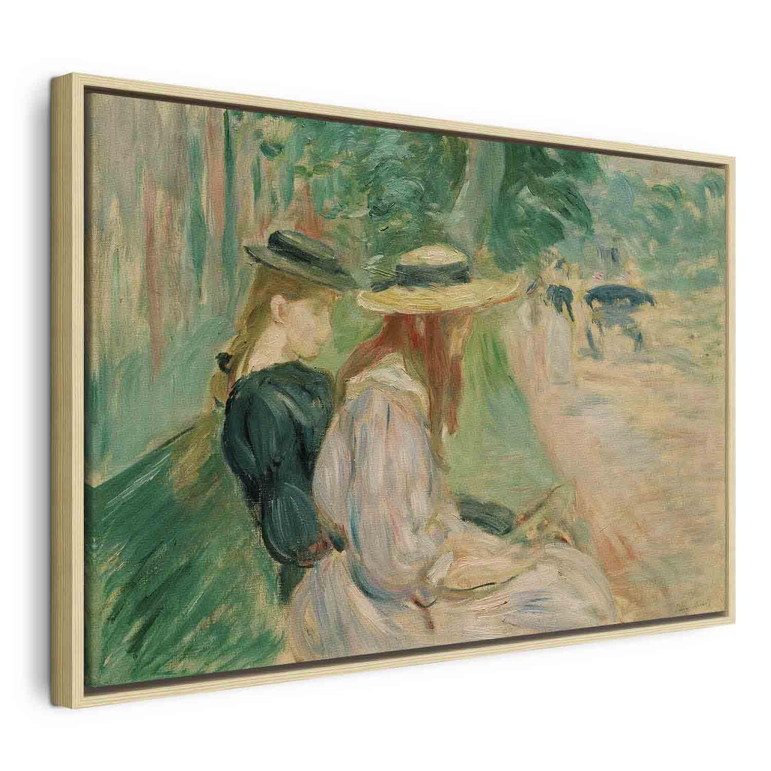 Billede på lærred - Berthe Morisot - På en bænk i Bois de Boulogne - 120 x 80 cm - I en naturlig træramme