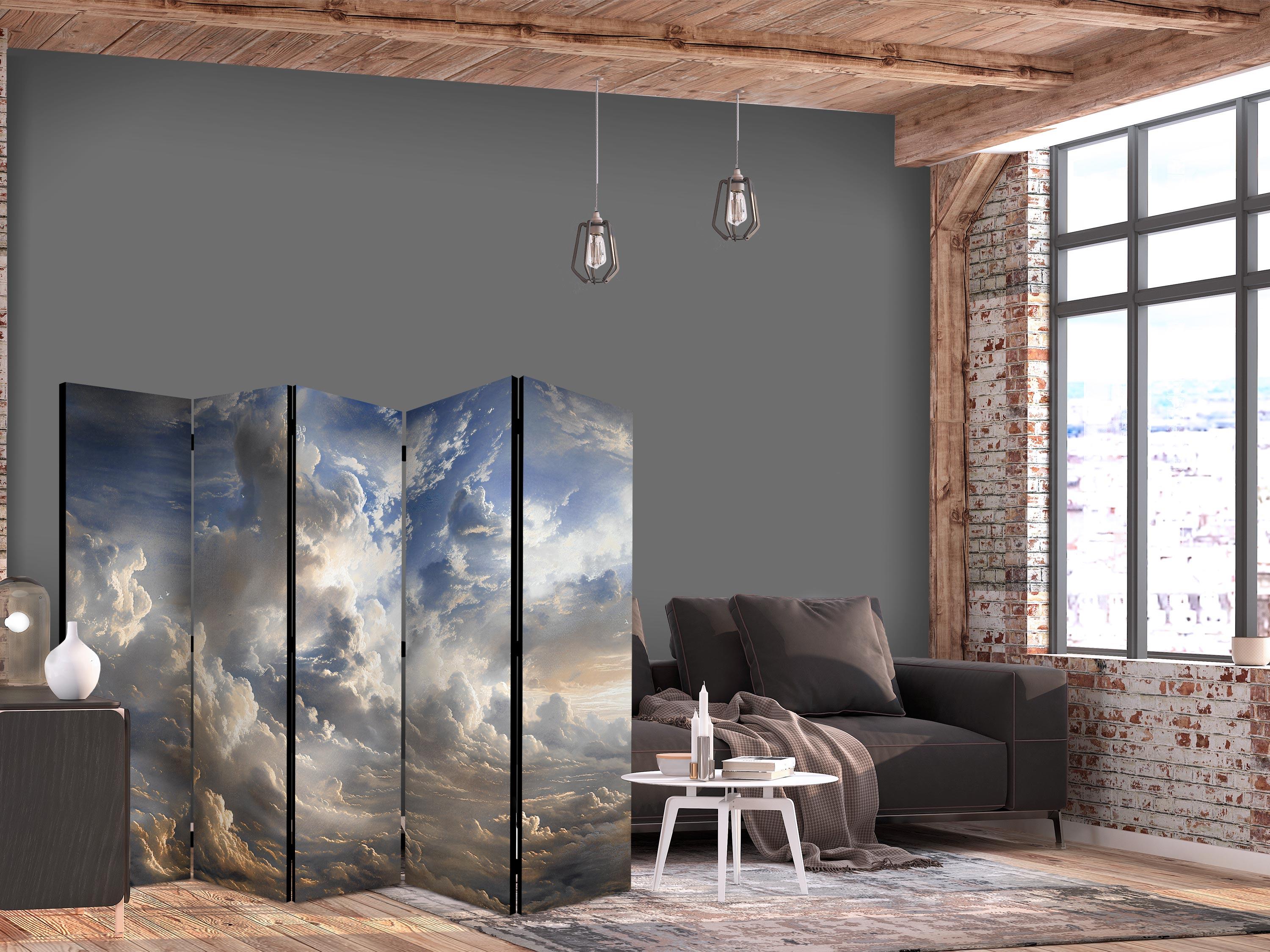 5-panels skærmvæg med skymotiv 225 x 172 cm